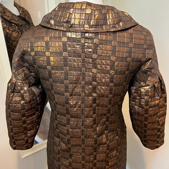 Vertigo Paris Bronze Amelia Metallic cropped sleeve trench jacket, Size Small - Picture 14 of 16